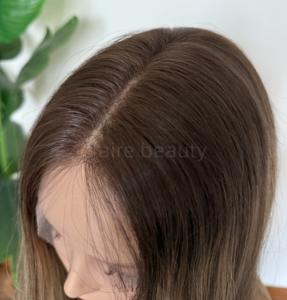 Perruques pour femmes juives orthodoxes avec mèches colorées, <span class=keywords><strong>perruque</strong></span> casher à cuticules alignées, douce et lisse, en dentelle suisse HD - Product Image 2