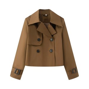 Nueva moda <span class=keywords><strong>de</strong></span> otoño para <span class=keywords><strong>mujer</strong></span>, cortavientos corto Retro <span class=keywords><strong>de</strong></span> manga larga, abrigo informal ajustado con botones <span class=keywords><strong>de</strong></span> diseño Simple que combina con todo - Product Image 5