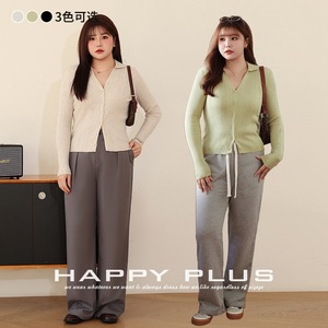 Pull en maille côtelée Happy Plus pour femme, épaisseur moyenne, anti-boulochage, manches longues, coupe ajustée, grandes tailles - Product Image 4