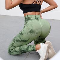 Contrôle du ventre des femmes imprimé tie-dye Leggings de Yoga sans couture collants en Polyester Spandex taille Sexy imprimé Leggings de contrôle du ventre