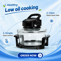Four Halogène Multifonction 12L avec Friteuse à Air, Rôtissage, Cuisson, Grill, Vapeur, Décongélation, Cuisson Saine Sans Huile, Facile à Nettoyer, Appareil de Cuisine