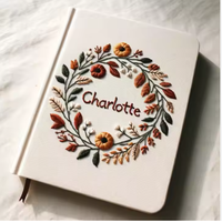 Journal couverture en lin personnalisé avec tissu brodé floral Carnet de notes à couverture rigide Agenda imprimé personnalisé Planificateur brodé