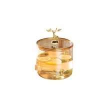 Bocal à boisson en verre borosilicate écologique, résistant aux hautes températures, avec couvercle, pour vin et jus