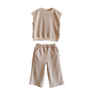 Set di Abbigliamento per Neonati in Maglia a Nido d'Ape, Top Senza Maniche e Pantaloni Morbidi, Completo 2 Pezzi - Product Image 2