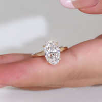 2 ~ 3CT Oval Cut Lab tumbuh berlian perhiasan 18k kuning emas E VVS longgar berlian gaya klasik 14K kuning emas cincin untuk pria wanita