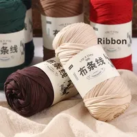 Grande bande de tissu élastique de 0.2kg pour le bricolage Pantoufles tricotées à la main Coussin à tricoter au crochet Panier Motif teint en fil