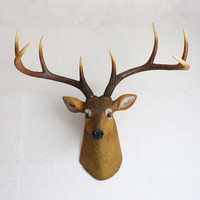 Ornement mural suspendu en forme de cerf artificiel (élk, mousse, sika, cerf porte-bonheur) pour décoration murale de ferme et de complexe hôtelier, vente en gros