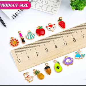 Colgantes de aleación chapados en oro con dijes de esmalte mixtos al por mayor para la fabricación de joyas DIY, accesorios para collares, pulseras y pendientes - Product Image 2