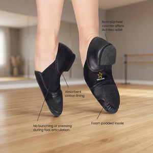 MBAANI Chaussures de danse jazz souples pour femmes, dessus synthétique, doublure en coton, noires avec logo étoile, confortables - Product Image 3