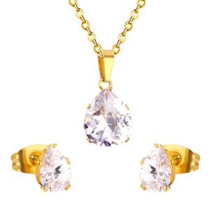 Venta al por Mayor de Conjuntos de Joyería de Acero Inoxidable con Colgante de Concha Negra, Aretes y Collar para Novia - Product Image 4