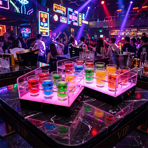 <span class=keywords><strong>Plateau</strong></span> porte-verres à shot en acrylique lumineux à LED rechargeable <span class=keywords><strong>pour</strong></span> service VIP en boîte <span class=keywords><strong>de</strong></span> nuit et bar, avec logo personnalisable et éclairage <span class=keywords><strong>pour</strong></span> bouteilles - Product Image 1
