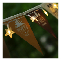 Décoration extérieure personnalisée Camping Triangle Bruant Fanion Fête 30*40cm Drapeau Bannière Pique-Nique Décoration avec Ceinture Lumineuse