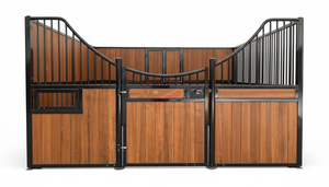 馬車馬車高級パウダーコーティング表面永久竹製ホースストールヒンジ付きドア組み立て式 - Product Image 2