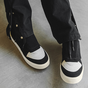 Baskets Montantes de Créateur de Luxe Pour Hommes, Bottines <span class=keywords><strong>en</strong></span> Toile à Plateforme Plate, Fermeture à Lacets, Style Urbain Décontracté, Chaussures Plates <span class=keywords><strong>en</strong></span> <span class=keywords><strong>Cuir</strong></span> - Product Image 3