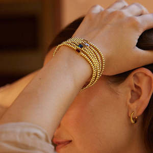 New Arrival 12 Month Birthstones Charm Handmade Jewelry Waterproof 18k Gold Plated Stainless Steel <b>Beaded</b> <b>Bracelet</b> for Women - Product Image 1