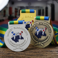 Médailles de récompense pour arts martiaux pour enfants, en alliage de zinc, or, argent, bronze, avec pulvérisation de couleur 3D, médaille de Taekwondo pour compétition