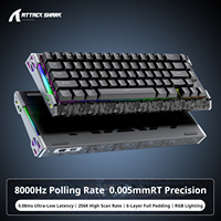 Clavier de jeu programmable Attack Shark R68HE en fibre de carbone avec rétroéclairage RGB, USB Type-C, taux de polling de 8000 Hz, aluminium CNC, effet Hall