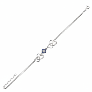 ทองคำขาวพี. 925พันเงินสเตอร์ลิงหัวใจชั่วร้ายตาสร้อยข้อมือ BSBL099 - Product Image 2