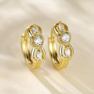 Dreams Of Love Gold Huggie Earrings Heart Cut Zircon Claw Setting Women's <b>Romantic</b> Fashion Jewelry E2924 - Product Image 3