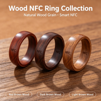 Bague intelligente NFC personnalisée en bois massif et céramique, puce NTAG216 CUID, bague RFID passive pour le contrôle d'accès et les cartes sociales
