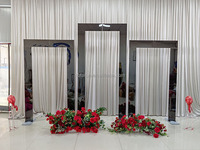 FURUN Arche de mariage de luxe 2D, fond de scène, 3 pièces/ensemble, arche en acier inoxydable doré brillant, décoration de fond de scène de mariage