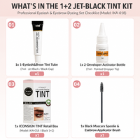 Kit Professionnel de Teinture Cils et Sourcils Noir Jet 7ml Crème Colorante 7ml Révélateur Mélange 1:1 pour Usage en Salon OEM