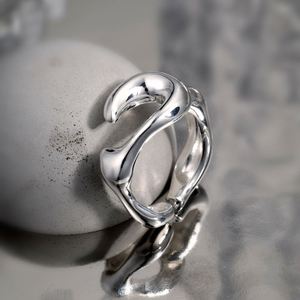 Bague de mariage style métallique Dylam, vente en gros, luxe, argent 925 plaqué rhodium, bagues irrégulières, bijoux pour femmes - Product Image 3
