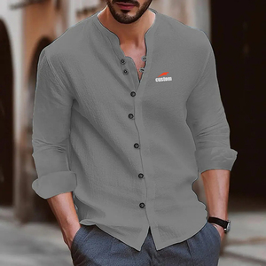 <span class=keywords><strong>Camicia</strong></span> da <span class=keywords><strong>uomo</strong></span> casual in cotone e <span class=keywords><strong>lino</strong></span>, stile cinese, minimalista europeo e americano, retrò, a maniche lunghe, vestibilità ampia - Product Image 4