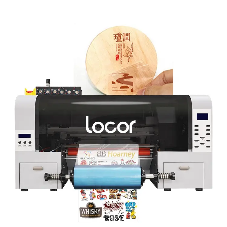 Etiqueta uv Locor rolo a rolo dtf AB filme impressora digital personalizado logotipo máquina de impressão para canecas/garrafas de vinho