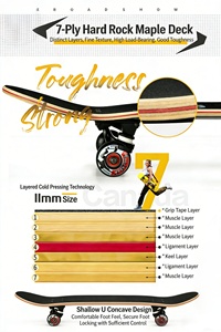 Skateboard Profissional Ruidongle 2026 em Madeira de Bordo de 5 Camadas com Rodas de Rolamento, Brinquedo Criativo para Presente - Product Image 3