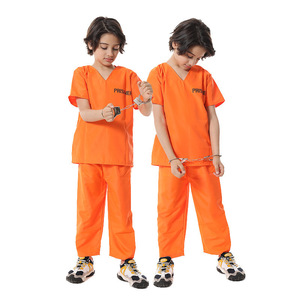 Suministro al por Mayor de Disfraces de Prisionero para Halloween, Disfraz de Prisionero a Rayas Naranja, Negro y Blanco para Adultos y Niños, Traje de Cosplay para Fiestas y Actuaciones - Product Image 3