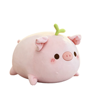Coussin en peluche cochon rose Kawaii avec détail de bourgeon pour enfants et adultes, décoration d'intérieur