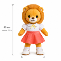 Peluche Lion Debout de 40 cm avec Tenue et Chaussures Personnalisables, Jouet en Peluche Personnalisé OEM ODM pour la Vente en Gros