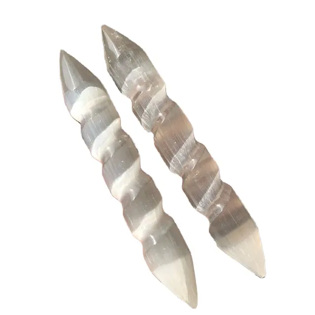 fanshi-wholesale natural white quartz energy tower double pointed wand Selenite crystal