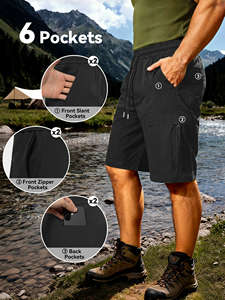 Pantalones Cortos Cargo de Secado Rápido para Hombre, 100% Poliéster, Transpirables, Ligeros, con 6 Bolsillos, para Actividades al Aire Libre, OEM - Product Image 4