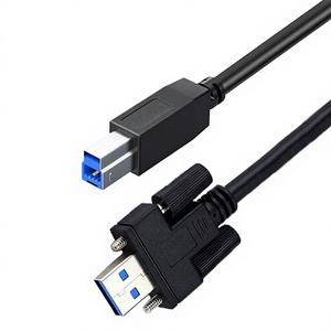 สายเคเบิล USB 3.0 แบบ A to B ยี่ห้อ LUNG KAY ความยาวสั่งทำได้ 1 ม. 2 ม. 3 ม. พร้อมตัวล็อคแบบสกรู สำหรับติดตั้งบนแผงวงจร สาย USB B แบบ OEM ODM สำหรับใช้งานในอุตสาหกรรม/สำนักงาน - Product Image 1