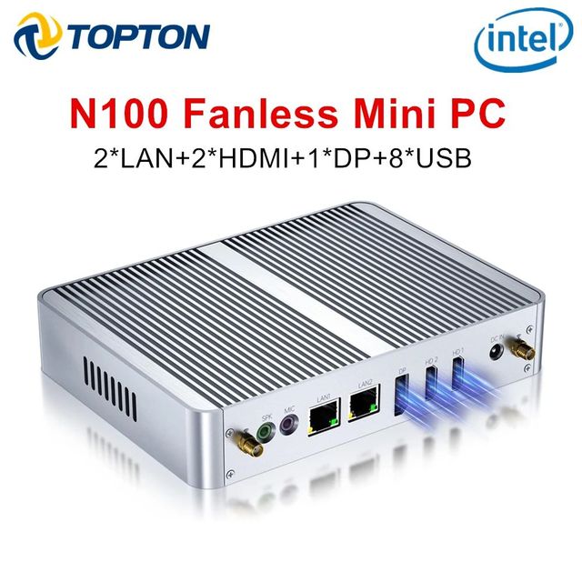 Topton M4 Fanless Mini PC N100 N95 Dual LAN 3xStorage 3x4K UHD Firewall Router NAS Office Industrial Computer Win11 PfSense PC