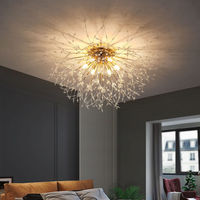 Nordique moderne cristal lustre Simple luciole LED plafonnier chambre fer maison éclairage décoration interrupteur 3000K hôtels