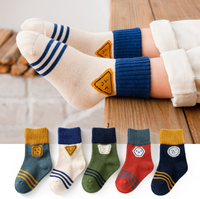 Lot de 5 paires de chaussettes en coton tricoté respirantes pour bébés et enfants, motif dessin animé, pour garçons et filles, collection automne