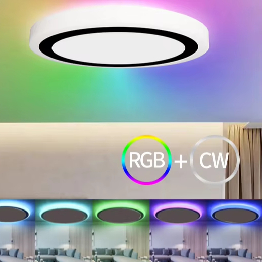 Smart Light Voice Control Alexa Rgb Dimmable Flush Mount Ceiling Panel Light with Night Light 2000K or RGB