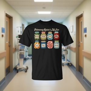 T-shirt unisexe pour adultes à manches courtes et col rond avec impression numérique « Pulmonary Rehab Is My Jam » pour thérapeute respiratoire et infirmière pulmonaire - Product Image 3