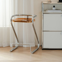 Chaise de bar moderne et écologique en acier chromé, couleur crème macaron, pour petite table haute de salle à manger d'appartement