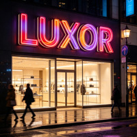Enseigne publicitaire LED 3D extérieure personnalisée avec logo miroir infini néon 3D pour entreprise, effet abysse