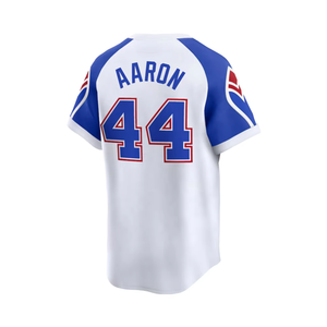Personalizado Sublimação <span class=keywords><strong>Braves</strong></span> Hank Aaron White Throwback Cooper-stown <span class=keywords><strong>Baseball</strong></span> <span class=keywords><strong>Jersey</strong></span> - Product Image 2