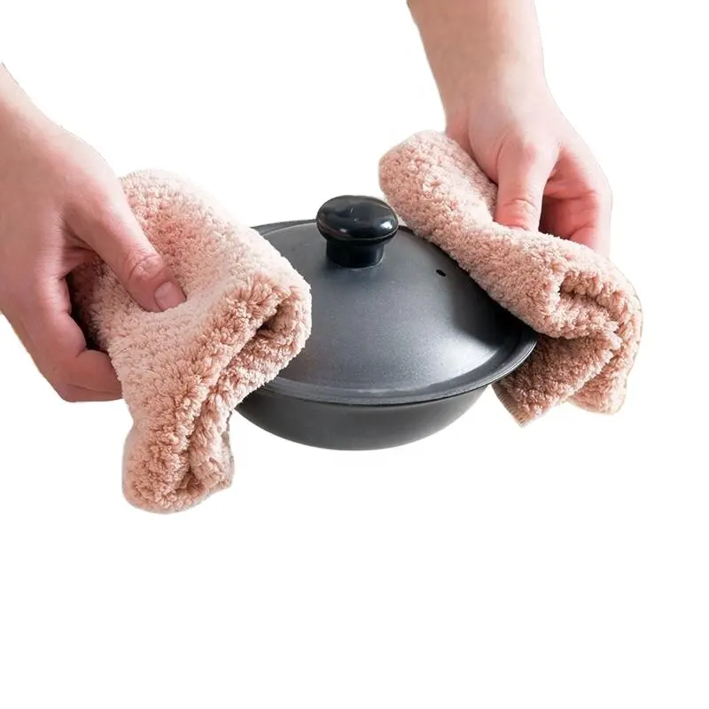 Household Kitchen Towel Absorbent Thicker Double-layer Microfiber Table Kitchen Towels Cleaning Dish Washing Cloth