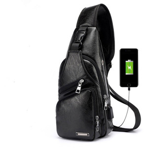 K199 <b>Men</b> USB Charging <b>Shoulder</b> <b>Bags</b> Outdoor Crossbody Anti-theft Chest <b>Bag</b> PU Leather Short Trip Messengers <b>Bag</b> - Product Image 3