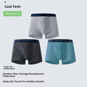 <span class=keywords><strong>Calzoncillos</strong></span> Bóxer Cómodos de Fibra de Bambú para Adolescentes, Paquete de 3, Corte Medio, Verano-Otoño, ODM - Product Image 4