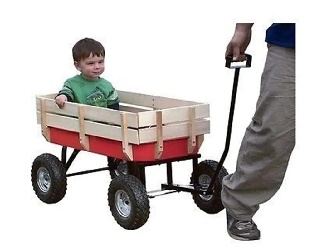 Tuin Nieuwe Mode Early Learning Kids Houten Vervoer Outdoor Wagon Pull Lange Trolley