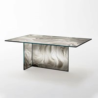 Table basse de luxe - Verre coloré ovale pour salon, plateau en verre fusionné au design liquide, idéal pour la décoration