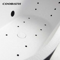 Baignoire SPA d'Intérieur Balnéo à Jet d'Air et Bain Moussant, Moderne Blanche en Pierre Artificielle, Autoportante avec Douche et Robinetterie